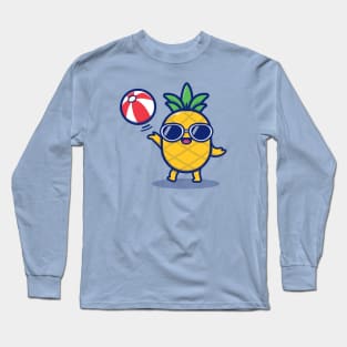 Cute Pineapple Playing Summer Ball Long Sleeve T-Shirt